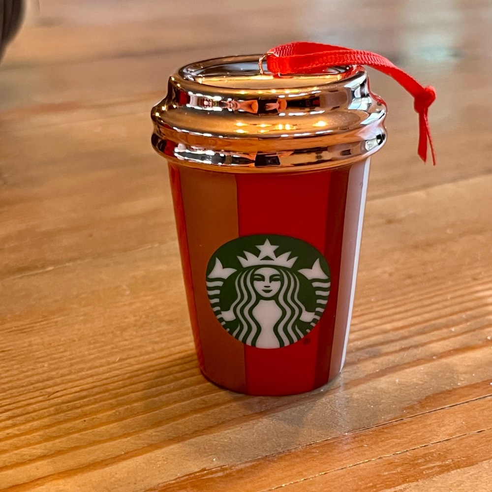 Starbucks Red and Silver Cup Ornament